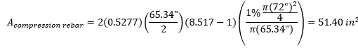 n = (29000 ksi) (1820√3.5ksi) = 8.517