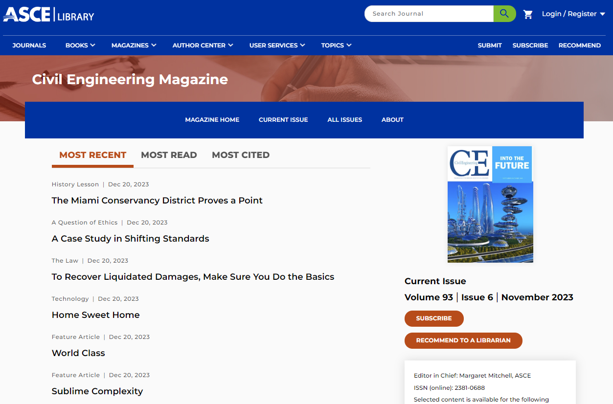 ASCE Civil Engineering Magazine