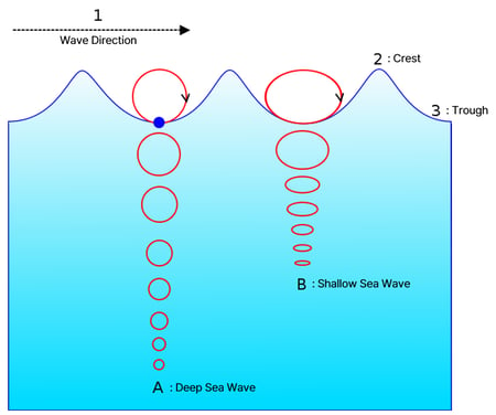Deep sea wave and shallow sea wave